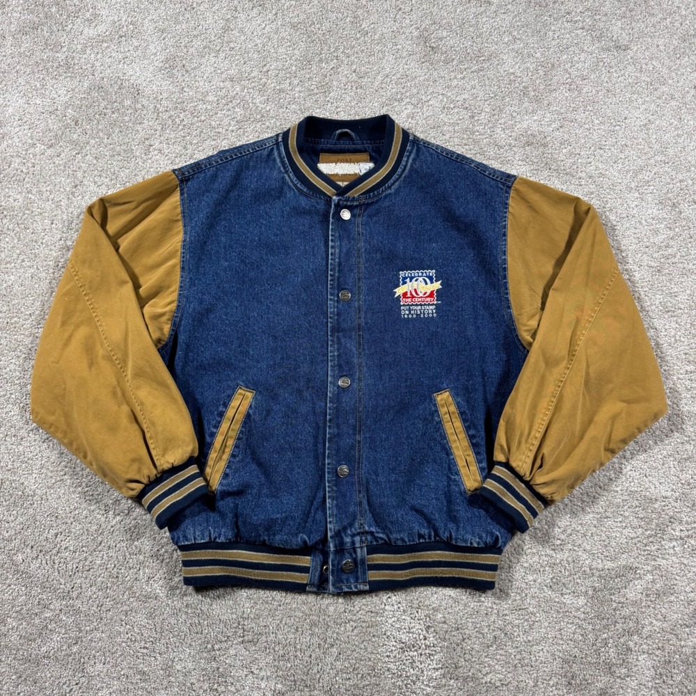 Vintage Port Authority USPS Celebrate The Century Denim Varsity Jacket Mens M
